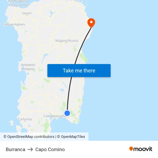 Burranca to Capo Comino map