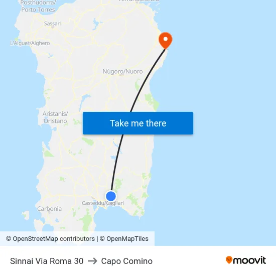 Sinnai 30 Roma Street to Capo Comino map