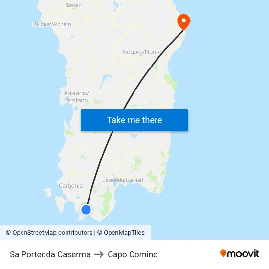 Sa Portedda Barracks to Capo Comino map