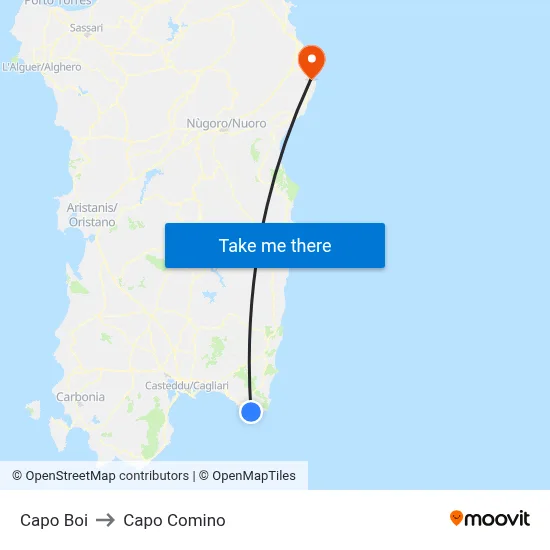 Capo Boi to Capo Comino map
