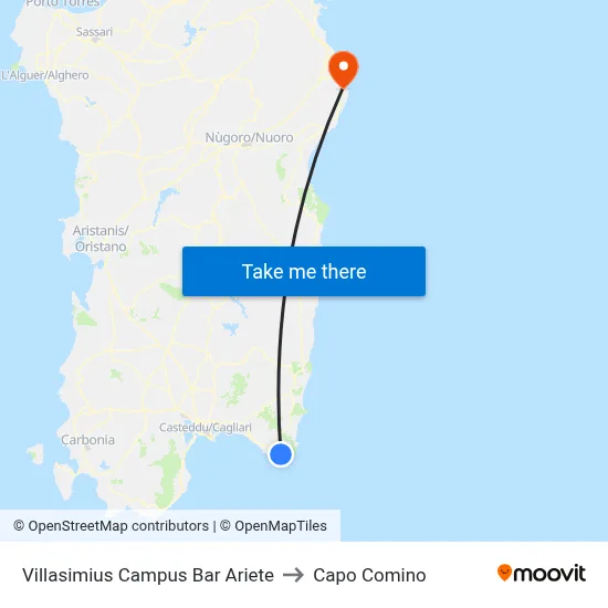 Villasimius Campus Ariete Bar to Capo Comino map