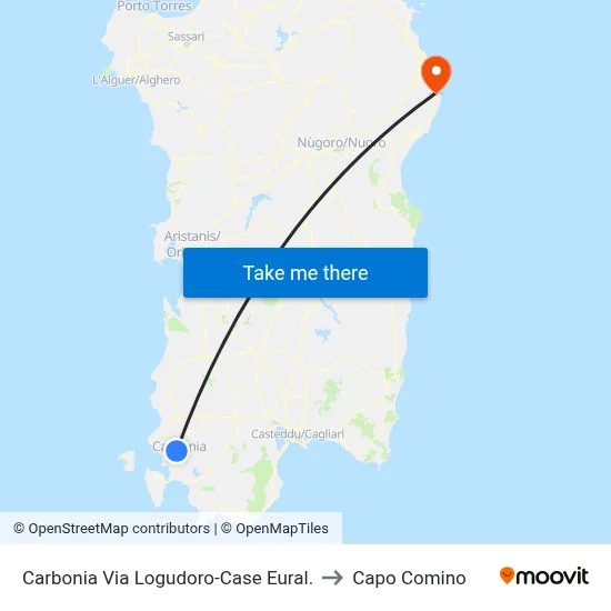 Carbonia Logudoro Street-Eural Houses to Capo Comino map