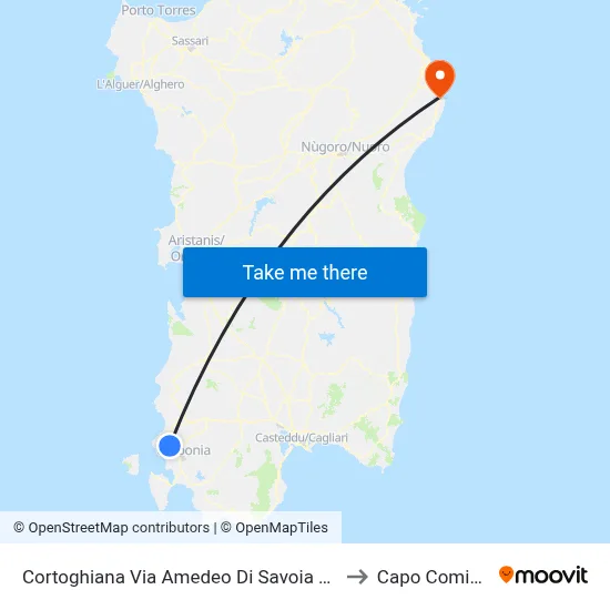 Cortoghiana Via Amedeo Di Savoia 29 to Capo Comino map