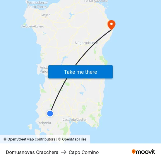 Domusnovas Cracchera to Capo Comino map