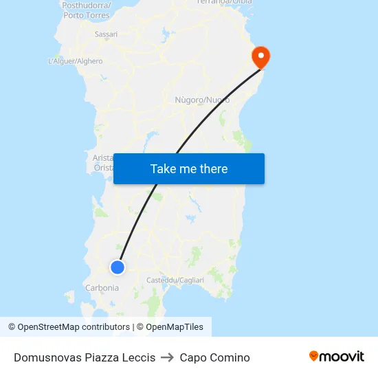 Domusnovas Piazza Leccis to Capo Comino map
