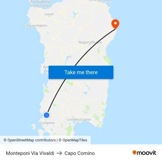 Monteponi Via Vivaldi to Capo Comino map