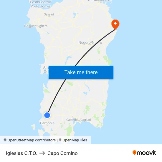 Iglesias CTO to Capo Comino map