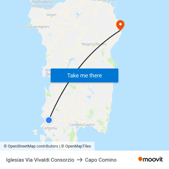Iglesias Vivaldi Street Consortium to Capo Comino map
