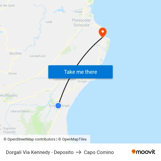 Dorgali Via Kennedy - Depot to Capo Comino map