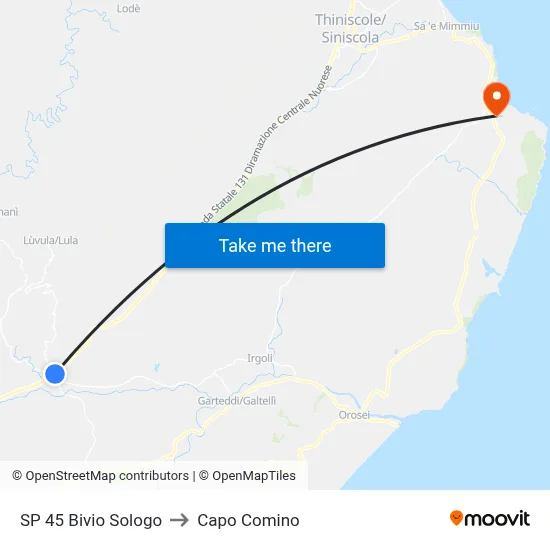 SP 45 Sologo Junction to Capo Comino map