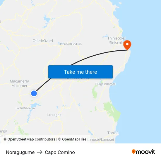 Noragugume to Capo Comino map