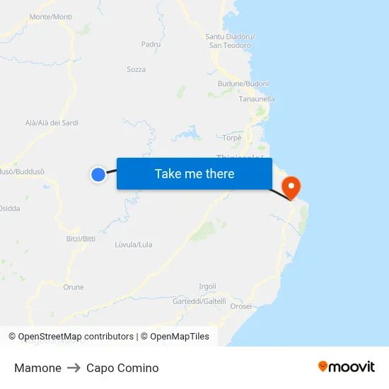 Mamone to Capo Comino map