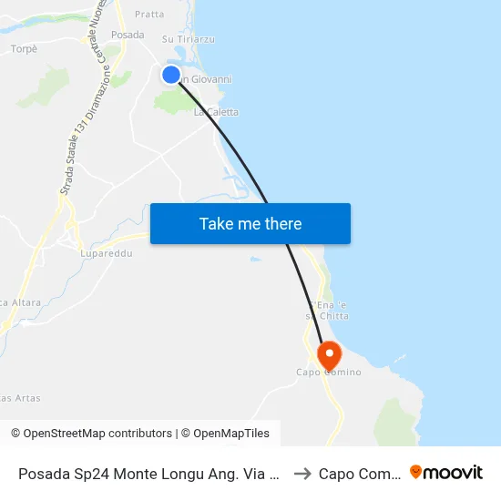 Posada Sp24 Monte Longu Corner London Street to Capo Comino map