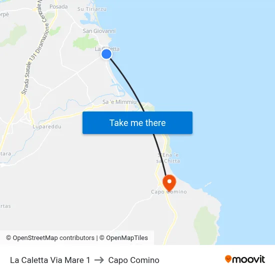 La Caletta Sea Street 1 to Capo Comino map
