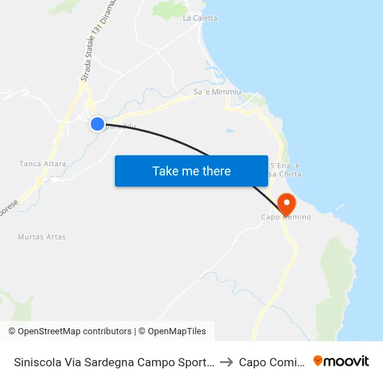 Siniscola Sardegna Street Sports Field to Capo Comino map