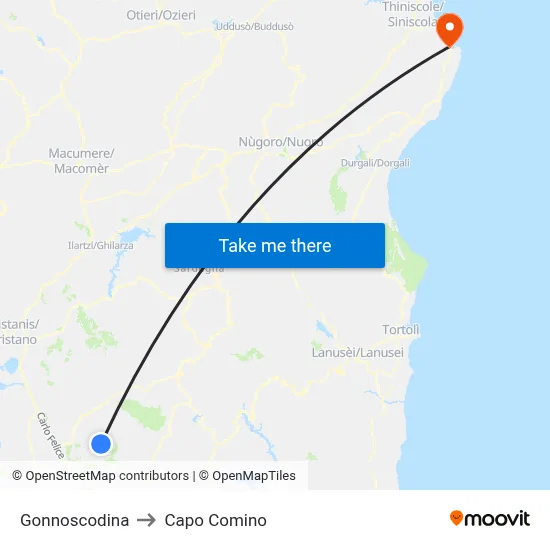 Gonnoscodina to Capo Comino map