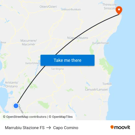 Marrubiu Railway Station to Capo Comino map