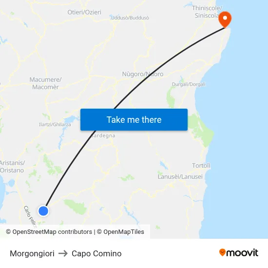 Morgongiori to Capo Comino map