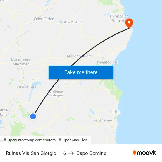 Ruinas Via San Giorgio 116 to Capo Comino map