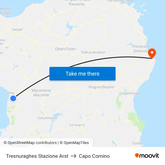 Tresnuraghes ARST Station to Capo Comino map