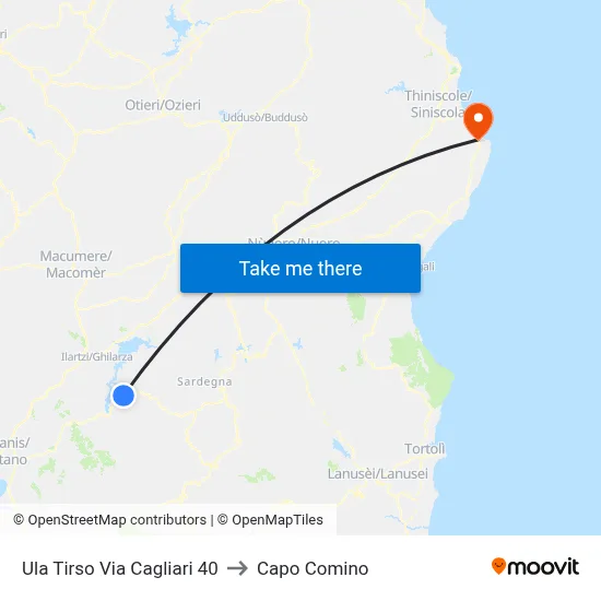 Ula Tirso Via Cagliari 40 to Capo Comino map