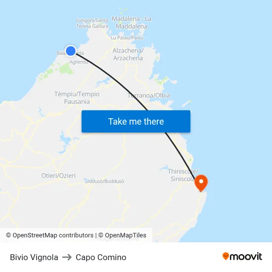 Vignola Junction to Capo Comino map