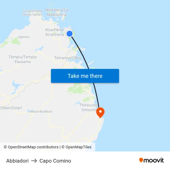 Abbiadori to Capo Comino map