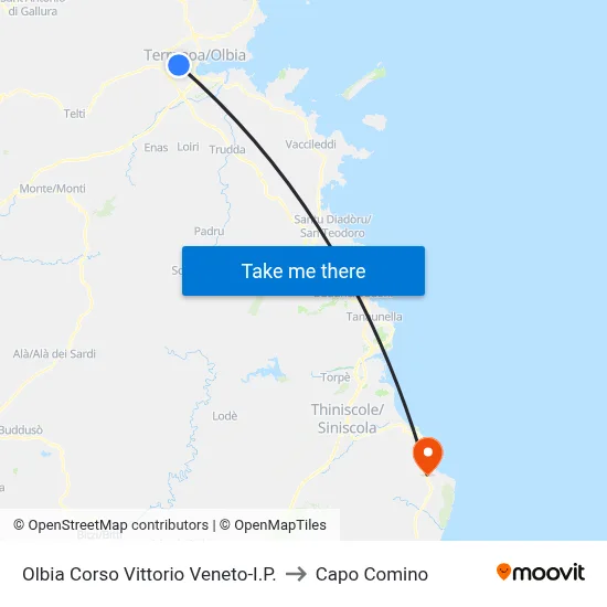 Olbia Vittorio Veneto Course-I.P. to Capo Comino map