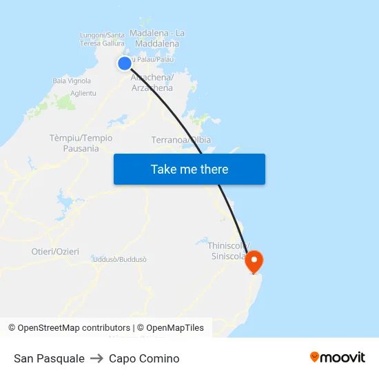 San Pasquale to Capo Comino map