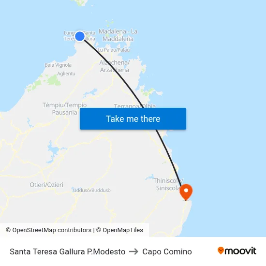 Santa Teresa Gallura P.Modesto to Capo Comino map