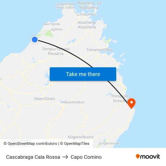 Cascabraga Red Cove to Capo Comino map