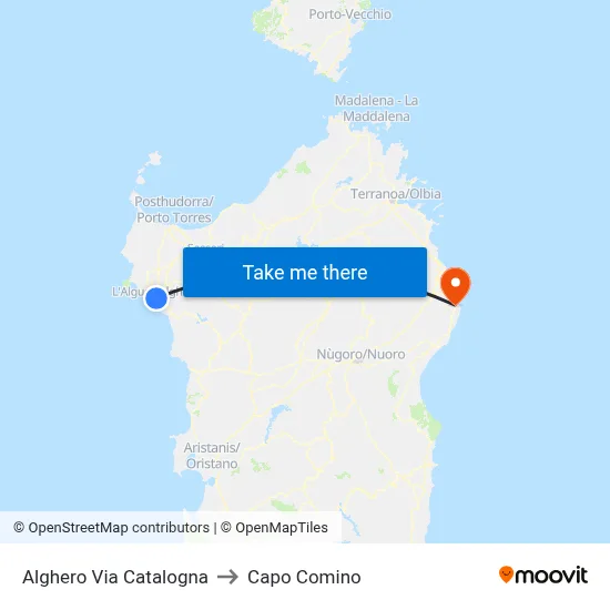 Alghero Via Catalogna to Capo Comino map