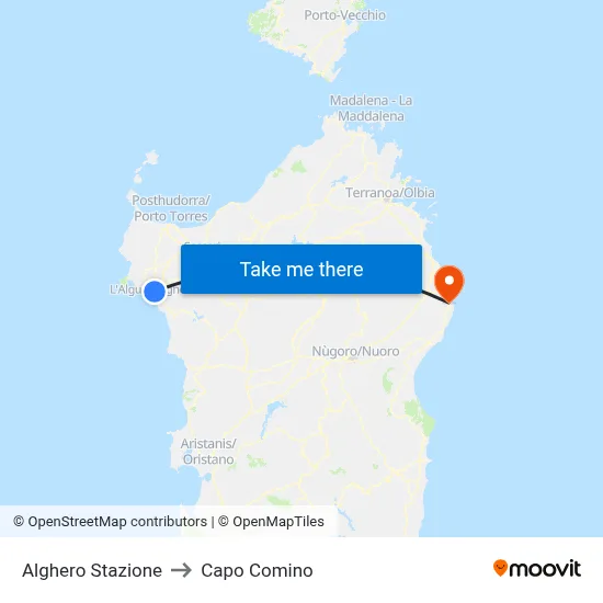 Alghero Stazione to Capo Comino map