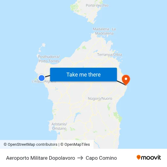 Aeroporto Militare Dopolavoro to Capo Comino map