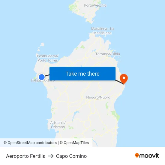 Aeroporto Fertilia to Capo Comino map