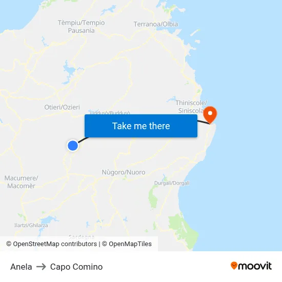 Anela to Capo Comino map