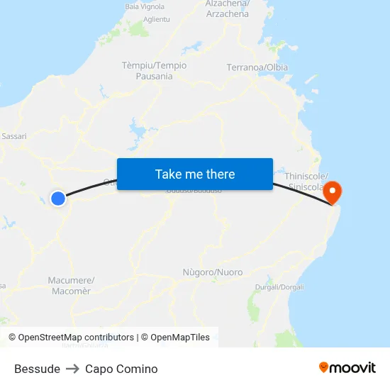 Bessude to Capo Comino map
