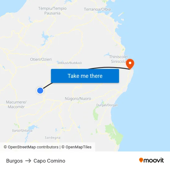 Burgos to Capo Comino map
