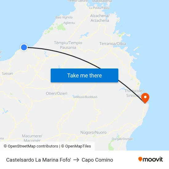 Castelsardo La Marina Fofo to Capo Comino map
