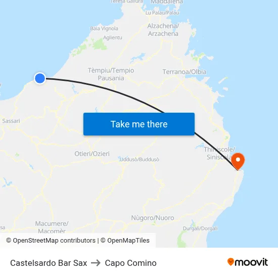 Castelsardo Bar Sax to Capo Comino map