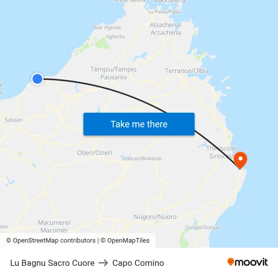 Lu Bagnu Sacred Heart to Capo Comino map