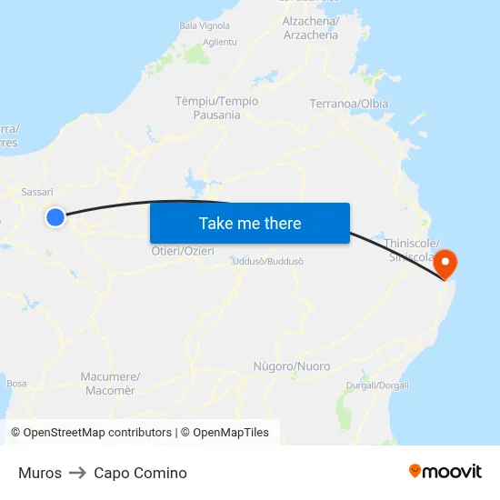Muros to Capo Comino map