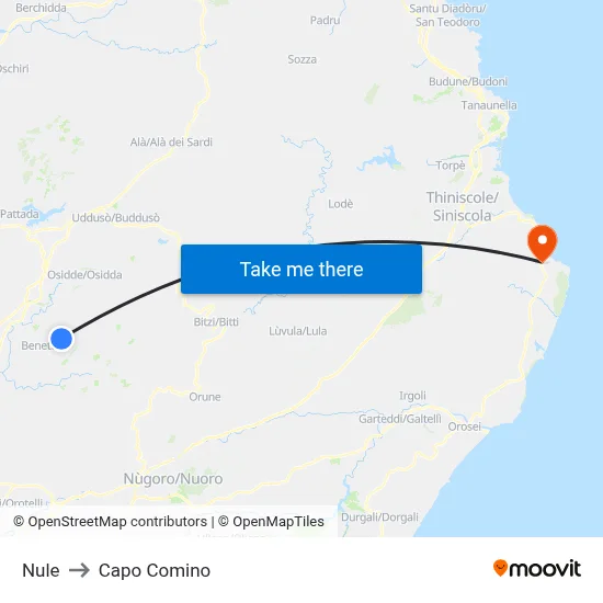 Nule to Capo Comino map