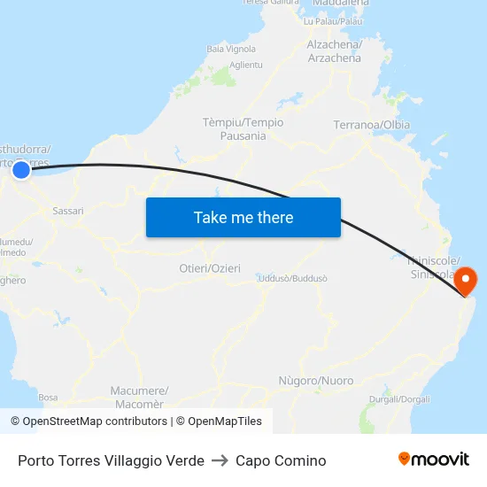 Porto Torres Green Village to Capo Comino map
