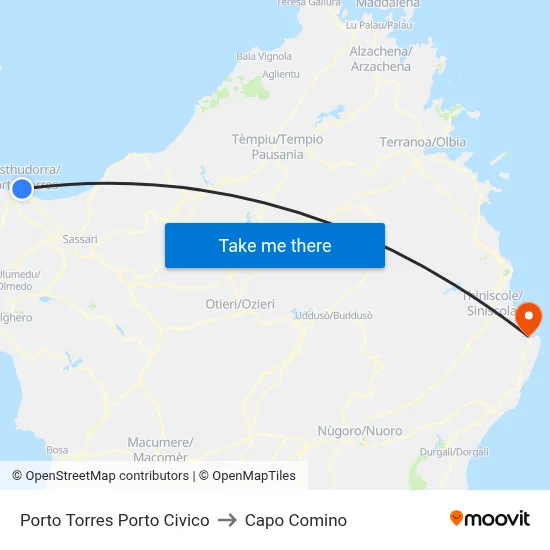 Porto Torres Civic Port to Capo Comino map