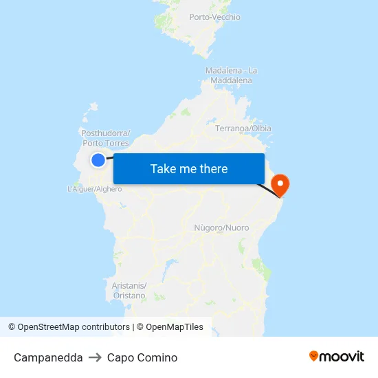 Campanedda to Capo Comino map