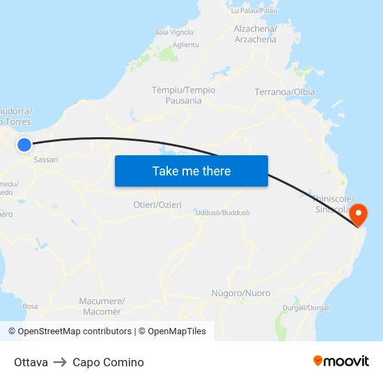 Ottava to Capo Comino map