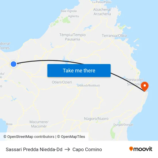 Sassari Predda Niedda-Dd to Capo Comino map