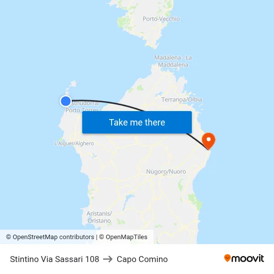 Stintino Sassari Street 108 to Capo Comino map