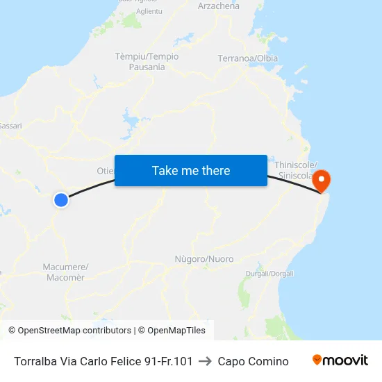 Torralba Carlo Felice Street 91-Opposite 101 to Capo Comino map